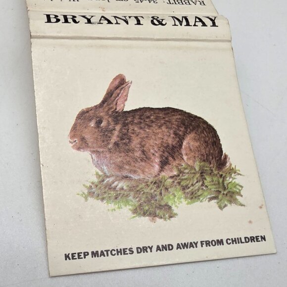 Vintage Bryant & May Wild Animals Of Britain Matchbook Series No. 6 Rabbit - Picture 2 of 5